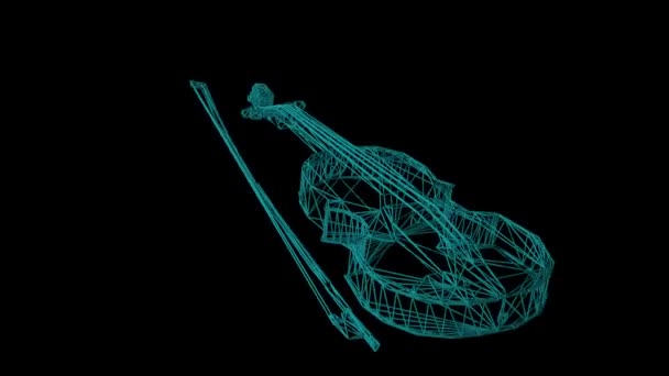 バイオリンのワイヤーフレームモデル- 3Dレンダリング — ストック動画