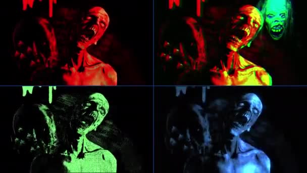 Horror Zombie Con Effetti Tecnica Mista Due Animazioni Riprese Una — Video Stock