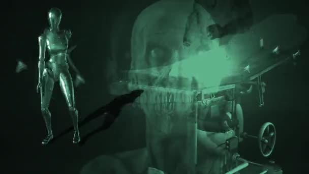 Horror Zombie Met Effecten Gemengde Media Van Twee Animatie — Stockvideo