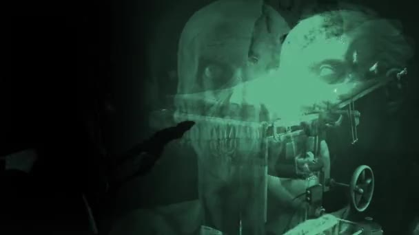 Horror Zombie Mit Effekten Mischtechnik Aus Zwei Animationen — Stockvideo