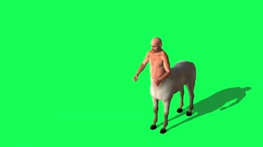 Yeşil ekranda Erkek Centaur Yarı At Adam 'ın 3 boyutlu canlandırması