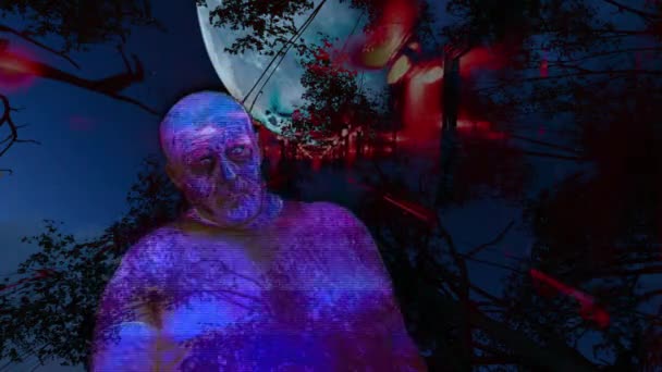 Horror Zombie Met Effecten Gemengde Media Van Twee Animatie — Stockvideo