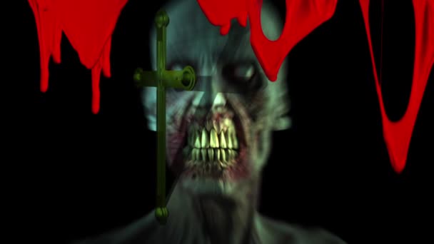 Horror Zombie Effects Mixed Media Two Animation — Stock Video