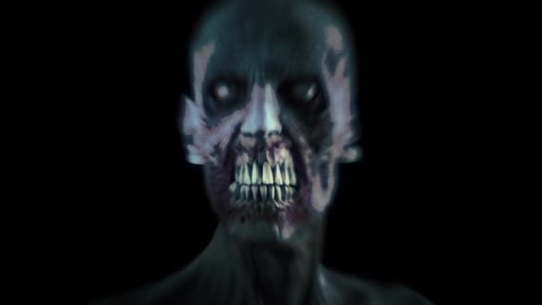 Animatie Hologram Stijl Horror Zombie Met Effecten Gemengde Techniekvan Twee — Stockvideo