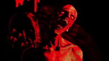 Hologram stilinde bir animasyon, bir arı sürüsü tarafından saldırıya uğrayan zombi yüzü.