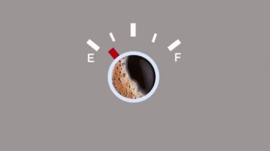 Kahve Yaratıcı Fikir Arkaplanı - Yakıt göstergesinin canlandırması, yakıt seviyesini gösteriyor