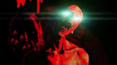 Çizgi film stili animasyon - Bir arı sürüsü tarafından saldırıya uğrayan zombi yüzü