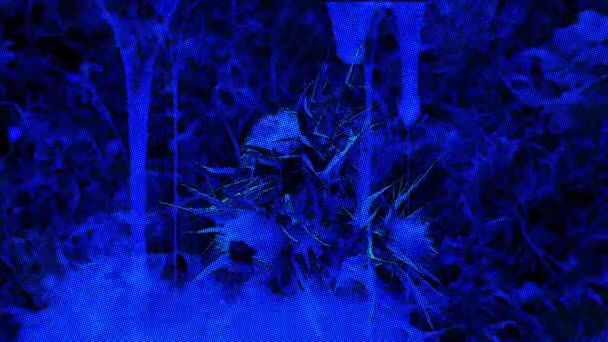 卡通半色调风格的动画 森林里的可怕的花刺 黑暗中的刺 恐怖场景 — 图库视频影像