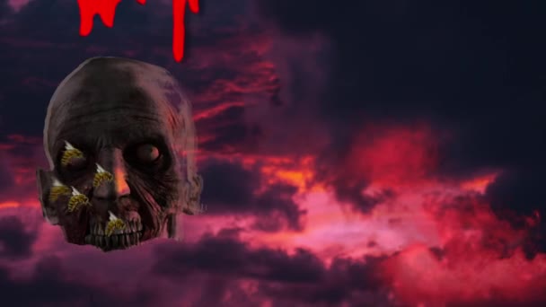 Een Zombie Gezicht Aangevallen Door Een Zwerm Bijen Animatie — Stockvideo