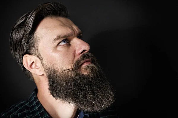 Studio Shot Handsome Stylish Man Beard Mustache — Stock Photo, Image