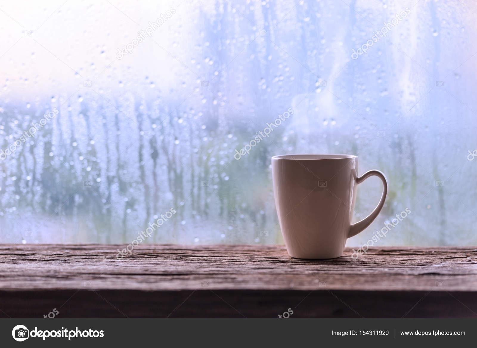 Coffee Cup With Rain Stock Photo By C Bgphoto