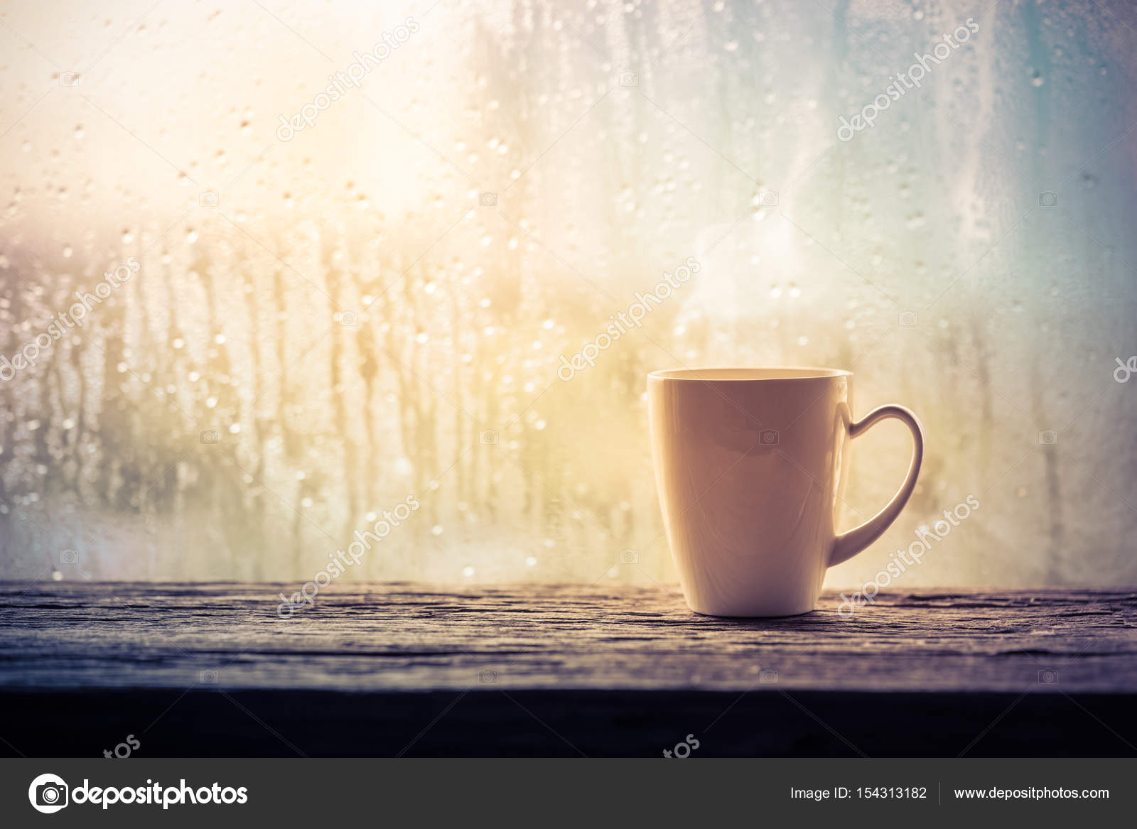 Coffee Cup With Rain Stock Photo By C Bgphoto
