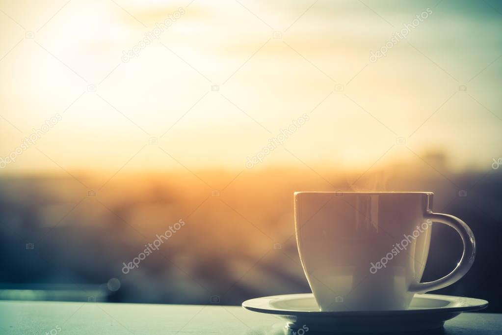 Coffee cup with hot coffee