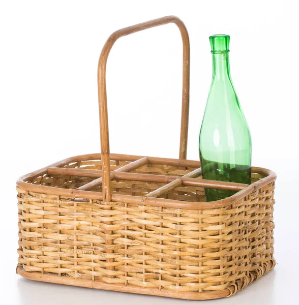 Wine wicker basket — Stock Photo, Image