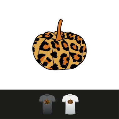 Leopar kabağı. El çizimi vektör çizimi. Sonbahar renk posteri. Defterler, posterler, tebrik kartları, afişler, tekstil, hediyeler, gömlekler, kupalar veya diğer hediyeler için iyidir..