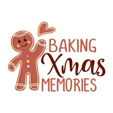 Xmas anıları pişirmek - El çizimi vektör çizimi. Kurabiye renkli poster. Defterler, posterler, tebrik kartları, afişler, tekstil, hediyeler, gömlekler, kupalar veya diğer hediyeler için iyidir.