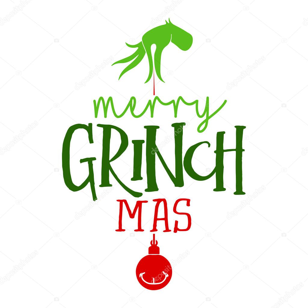 Merry Christmas with Grinch - Calligraphy phrase for Christmas. Hand