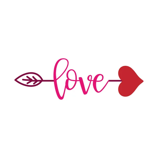 Love Boho Arrow Lovely Lettering Calligraphy Quote Valentines Day Relationship — Stock Vector