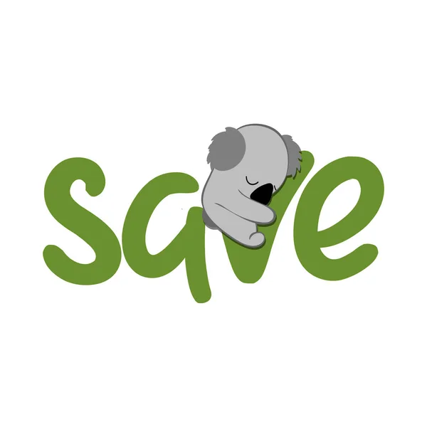 Zachraňte Prchající Koala Podpora Volně Žijících Živočichů Lidí Jejich Těžkých — Stockový vektor