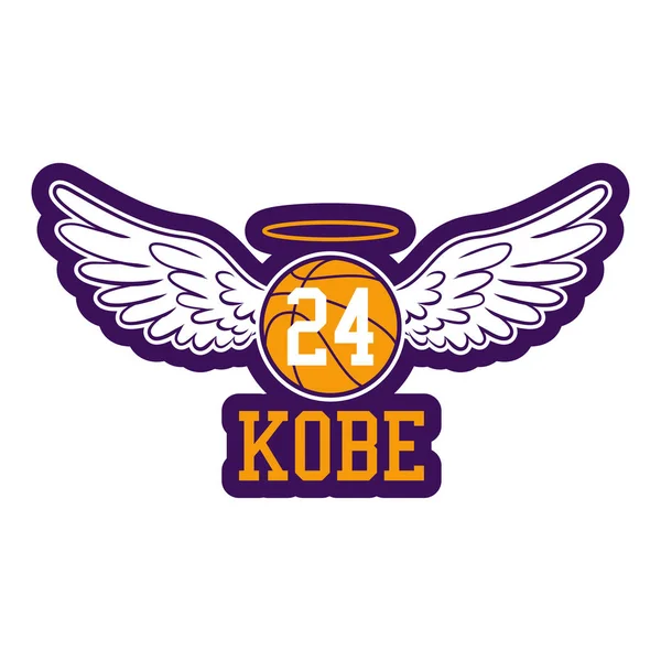 Kobe Bryant Basketball Angel Wings Glory Nba Legend World Shock — Stock Vector