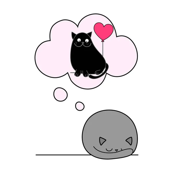 Puedo Sacarte Cabeza Gato Enamorado Personaje Garabato Gatito Dormido Divertido — Vector de stock