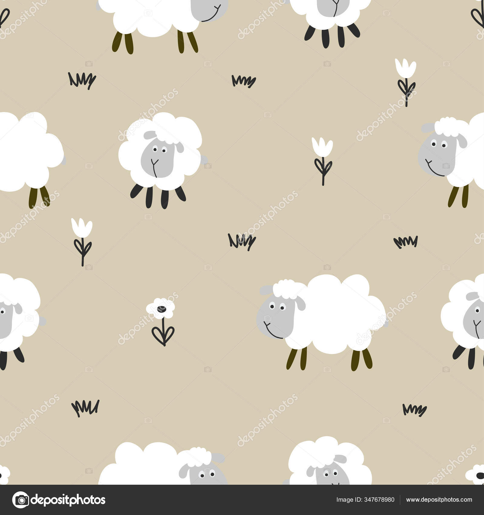 Little Lamb Sheep Pattern Funny Hand Drawn Doodle Seamless Pattern Stock  Vector Image by ©Azindianlany #347678980
