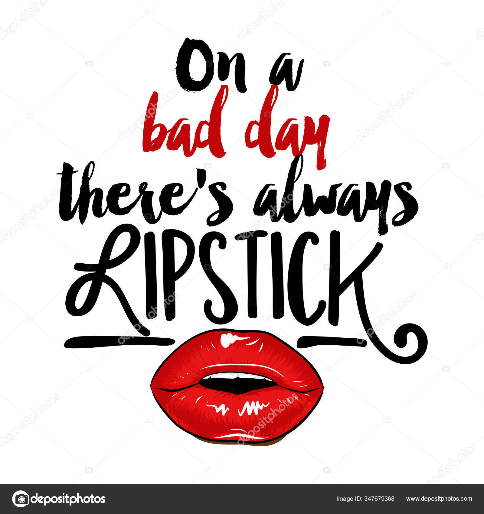 ベッドの日には 常にlipstickがあります ベクトルは ルージュと唇でポスターをeps 白を基調とした筆書き 手書き文字でフェミニズムのスローガン ポスター カードの印刷 ストックベクター C Azindianlany