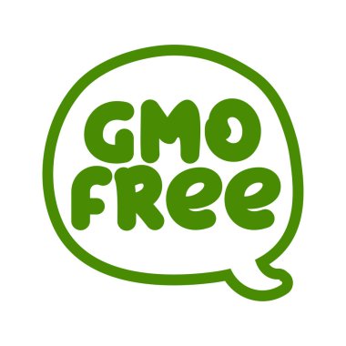 'gmo free' - label. Handwritten calligraphy: restaurant, cafe menu. Vector elements for labels, logos, badges, stickers or icons, t-shirts or mugs. Vector illustration, healthy food design