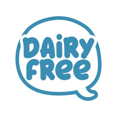 'dairy free' - label. Handwritten calligraphy: restaurant, cafe menu. Vector elements for labels, logos, badges, stickers or icons, t-shirts or mugs. Vector illustration, healthy food design