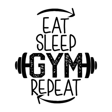 Uyku GYM tekrarı ye - el yazması vücut geliştirici harfleri. Güzel modern fırça kaligrafisi. Tasarım spor kartları, fotoğraf kaplamaları, tişört baskısı, broşür, poster tasarımı için alıntı.