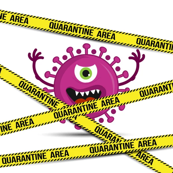 Área Cuarentena Stop Coronavirus 2019 Ncov Virus Lindo Dibujado Mano — Archivo Imágenes Vectoriales