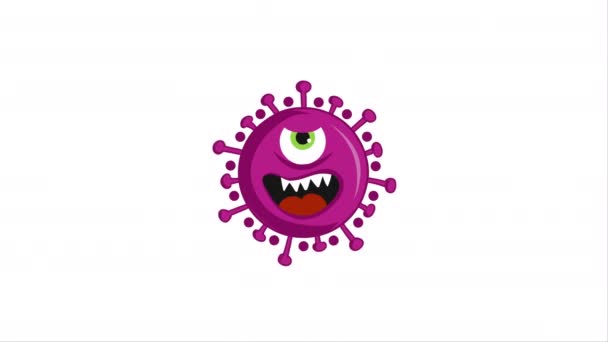 Stop Coronavirus 2019 Ncov Filmato Lettering Con Virus Carino Disegnato — Video Stock