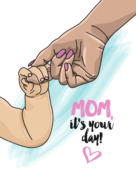 Mom Your Day Vector Greeting Card Happy Mother Day Hands — Stock Vector