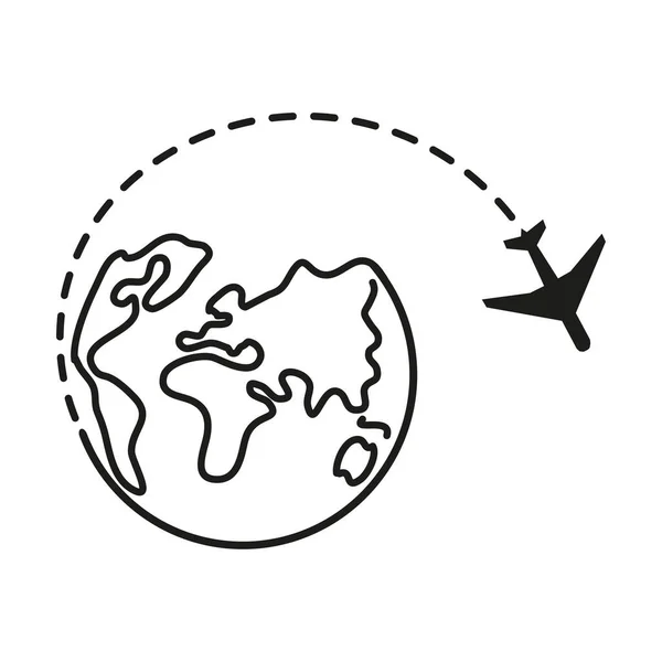 Viajes Globales Alrededor Del Mundo Avión Vuela Alrededor Del Planeta — Vector de stock