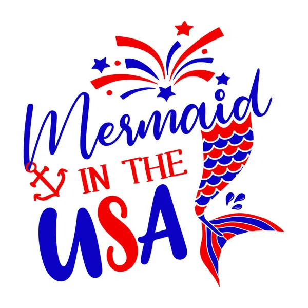 Sirena Negli Stati Uniti Felice Independence Day Luglio Disegno Lettering — Vettoriale Stock