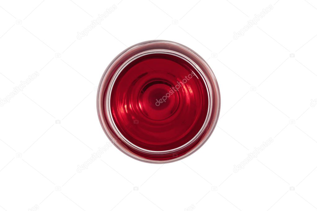 Glass of red wine on a white background close-up