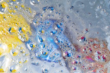 Sıvı maddelerin makrosu. Su kabarcıkları. Soyut arkaplan.