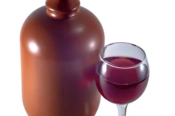 Barrel Glass Red Wine White Background — 스톡 사진