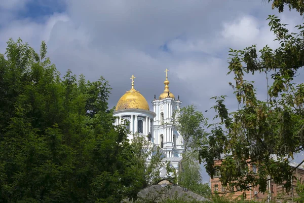 Kuppeln Der Christlichen Kathedrale Vor Blauem Himmel — Stockfoto
