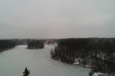 Marfino Malikanesi 'nde kış sanatoryumu, hava manzarası, Moskova bölgesi, Rusya