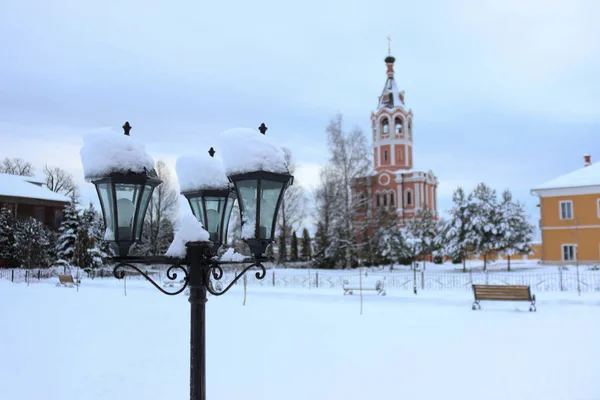 Invierno Trinity Odigitrievskaya Desierto Campanario Del Monasterio Con Iglesia Puerta —  Fotos de Stock