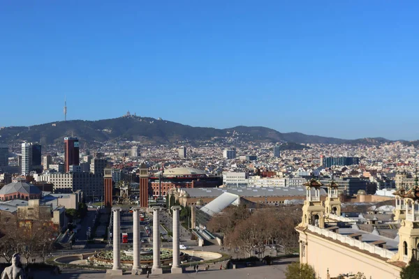 Uitzicht Barcelona Met Het Nationaal Museum Van Catalonië Barcelona Spanje — Stockfoto