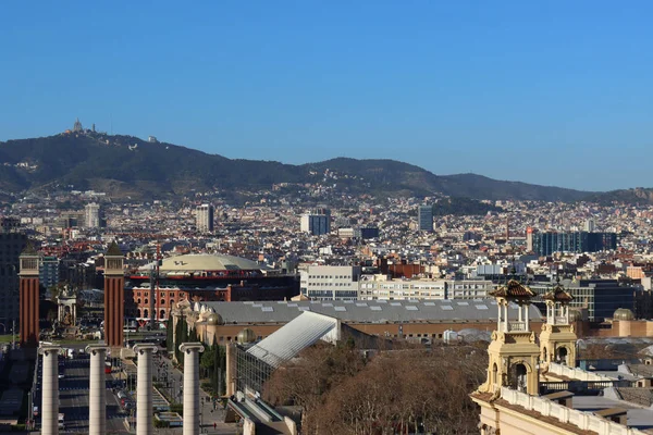 Pohled Barceloně Národním Muzeem Katalánska Barcelona Španělsko — Stock fotografie