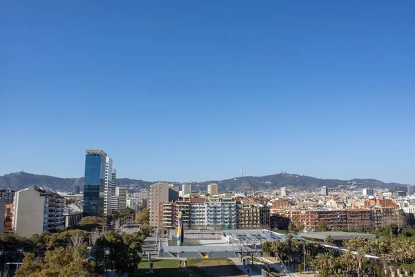 Pohled Park Joan Miro Barceloně Vyhlídkové Paluby Barcelonské Arény Katalánsko — Stock fotografie