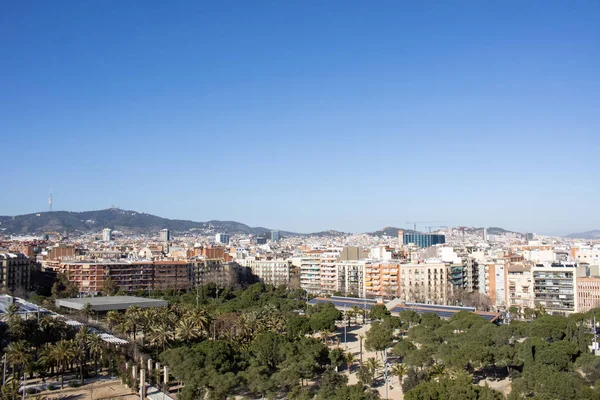 Zicht Joan Miro Park Barcelona Vanaf Het Observatiedek Van Barcelona — Stockfoto