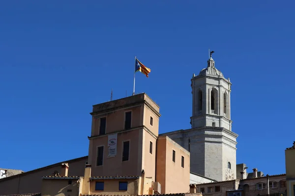 Kostel Felixe Jasného Slunečného Dne Girona Španělsko — Stock fotografie