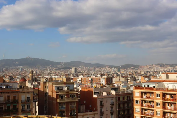 Vista Barcelona Desde Montjuic Día Soleado Cataluña España —  Fotos de Stock