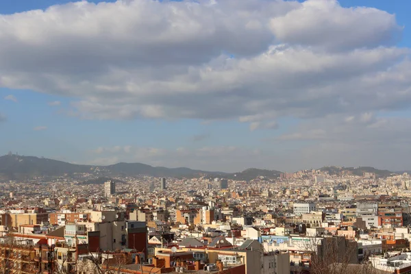 Vista Barcelona Desde Montjuic Día Soleado Cataluña España —  Fotos de Stock