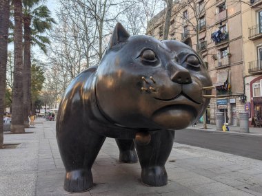 Gato Bronz Kedi Raval 'da Heykeltıraş Fernando Botero