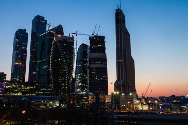 Moskova, Rusya - 09 Nisan 2013. Moscow City İş Merkezi 